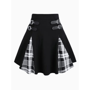 Gothic large Women’s Fashion Casual High Waist Plaid Mini Skirt Sh